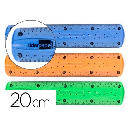 Regla liderpapel plastico flexible 20 cm colores surtidos (Pack de 12 uds.)