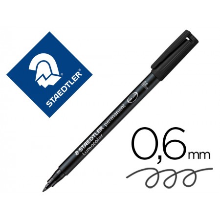 Rotulador staedtler lumocolor retroproyeccion punta de fibrapermanente 318-9 negro punta fina redonda 0.6 mm (Pack de 10 uds.)