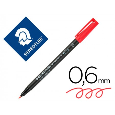 Rotulador staedtler lumocolor retroproyeccion punta de fibrapermanente 318-2 rojo punta fina redonda 0.6 mm (Pack de 10 uds.)