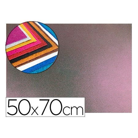Goma eva con purpurina liderpapel 50x70cm 60g/m2 espesor 2 mm bicolor rosa verde (Pack de 10 uds.)