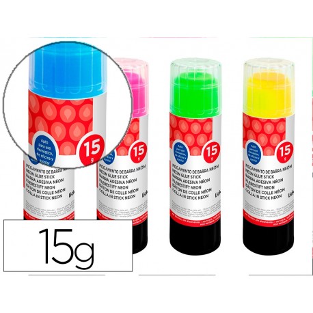 Pegamento liderpapel en barra 15 gr color neon unidad (Pack de 24 uds.)