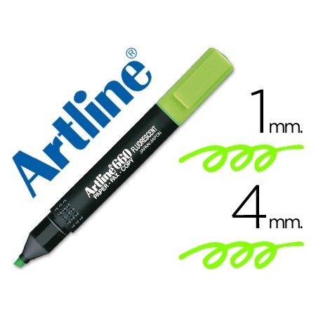 Rotulador artline fluorescente ek-660 verde -punta biselada (Pack de 12 uds.)