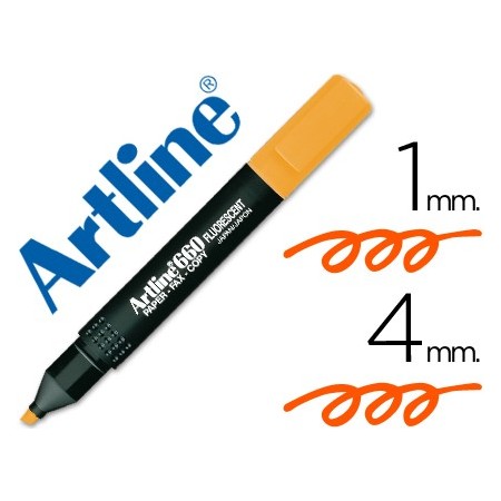 Rotulador artline fluorescente ek-660 naranja -punta biselada