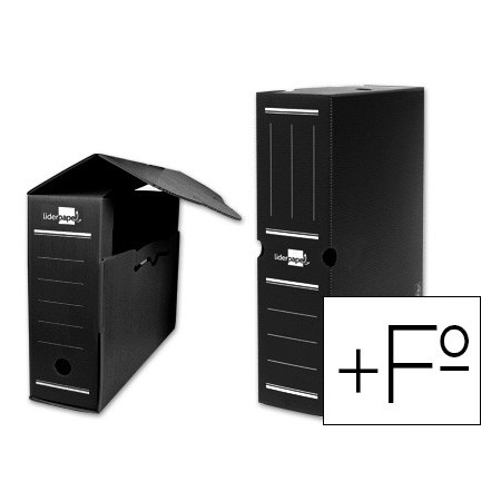 Caja archivo definitivo plastico liderpapel negro 387x275x105 mm (Pack de 5 uds.)