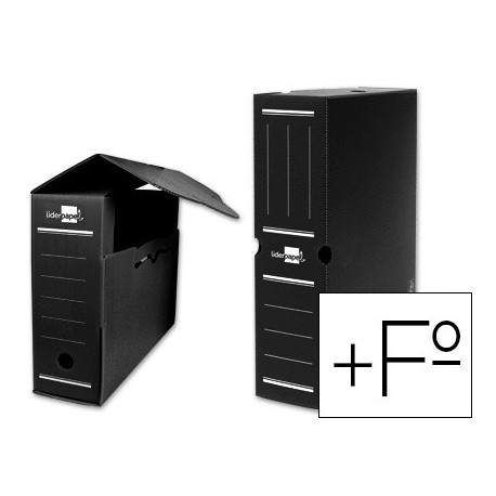 Caja archivo definitivo plastico liderpapel negro 387x275x105 mm (Pack de 5 uds.)