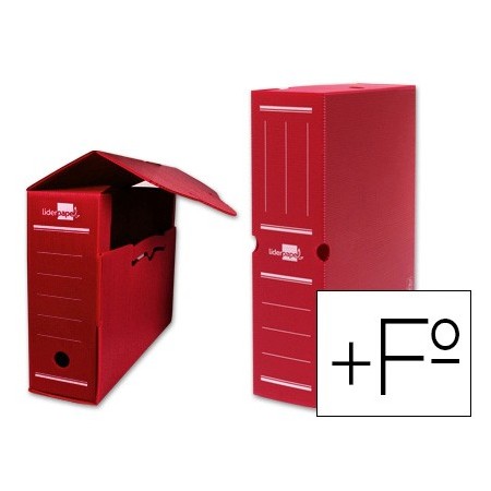 Caja archivo definitivo plastico liderpapel rojo 387x275x105 mm (Pack de 5 uds.)