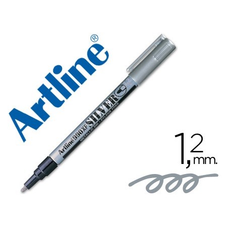 Rotulador artline marcador permanente tinta metalica ek-990 plata -punta redonda 1.2 mm (Pack de 12 uds.)