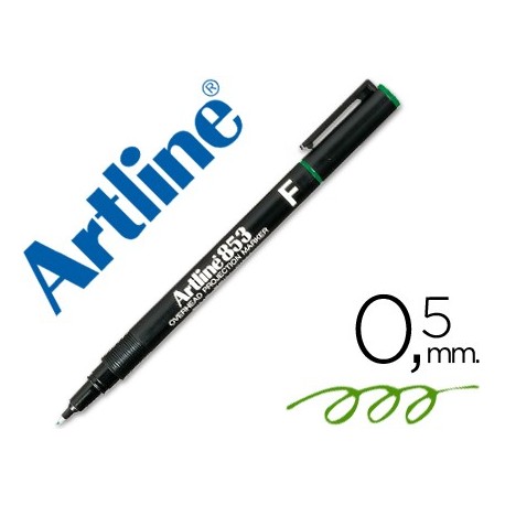 Rotulador artline retroproyeccion punta fibra permanente ek-853 verde -punta redonda 0.5 mm (Pack de 12 uds.)
