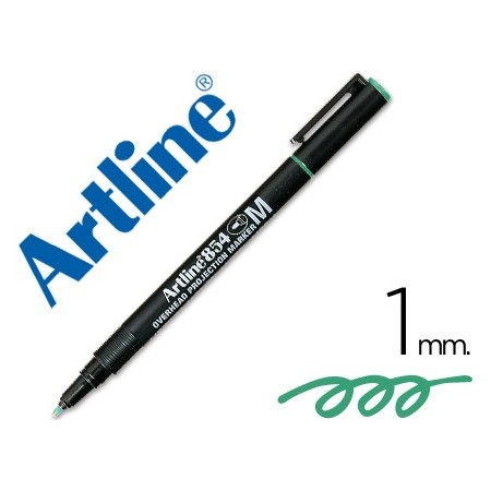 Rotulador artline retroproyeccion punta fibra permanente ek-854 verde -punta redonda 1 mm (Pack de 12 uds.)