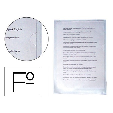 Carpeta dossier uñero plastico q-connect 180 mc folio transparente (Pack de 100 uds.)