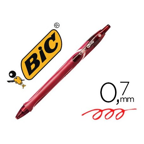 Boligrafo bic gelocity quick dry retractil tinta gel rojo punta de 0,7 mm (Pack de 12 uds.)