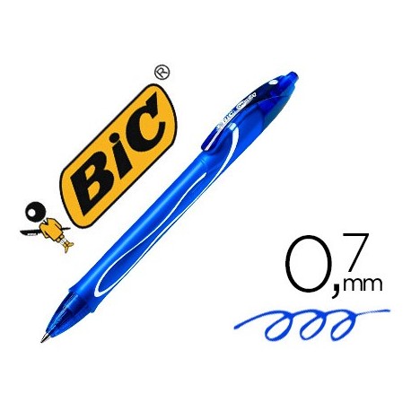 Boligrafo bic gelocity quick dry retractil tinta gel azul punta de 0,7 mm (Pack de 12 uds.)