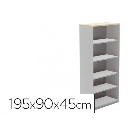 Armario rocada con cinco estantes serie store 195x90x45 cm acabado ab04 aluminio/blanco