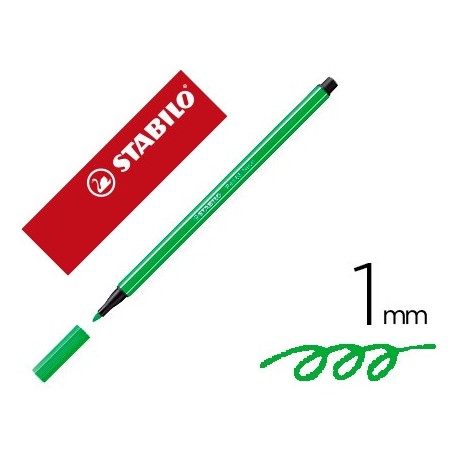 Rotulador stabilo acuarelable pen 68 verde neon 1 mm (Pack de 10 uds.)