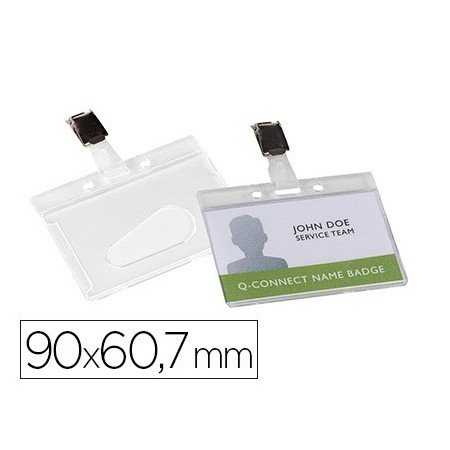 Identificador q-connect rigido plastico acabado brillante con pinza kf14148 9x6,7 cm (Pack de 10 uds.)