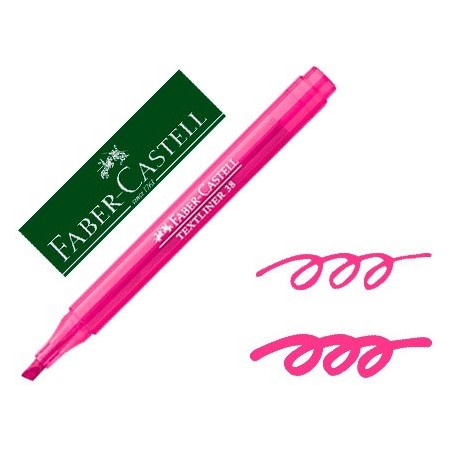 Rotulador faber fluorescente textliner 38 rosa (Pack de 10 uds.)
