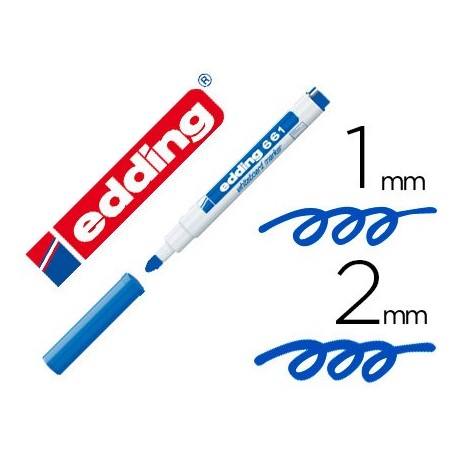 Rotulador edding para pizarra blanca 661 color azul punta redonda 1-2 mm recargable (Pack de 10 uds.)