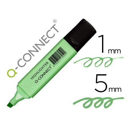 Rotulador q-connect fluorescente pastel verde punta biselada (Pack de 10 uds.)