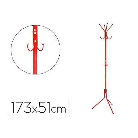 Perchero metalico q-connect rojo 8 colgadores 173x51 cm