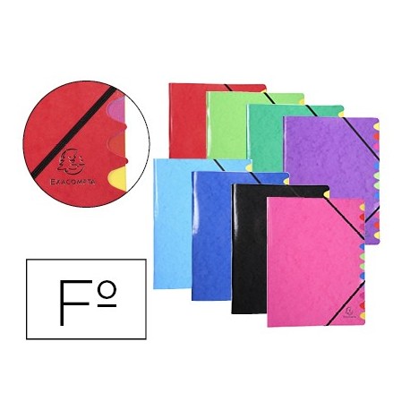 Carpeta clasificadora exacompta iderama 12 departamentos folio gomas carton forrado colores (Pack de 8 uds.)