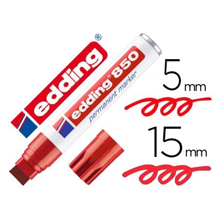 Rotulador edding marcador permanente 850 rojo punta biselada 5-15 mm recargable (Pack de 5 uds.)