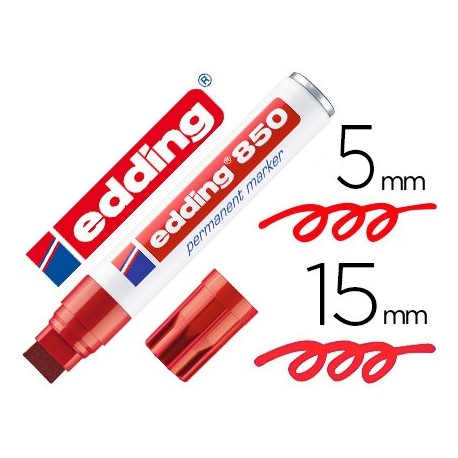 Rotulador edding marcador permanente 850 rojo punta biselada 5-15 mm recargable (Pack de 5 uds.)