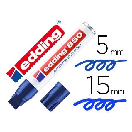 Rotulador edding marcador permanente 850 azul punta biselada 5-15 mm recargable (Pack de 5 uds.)
