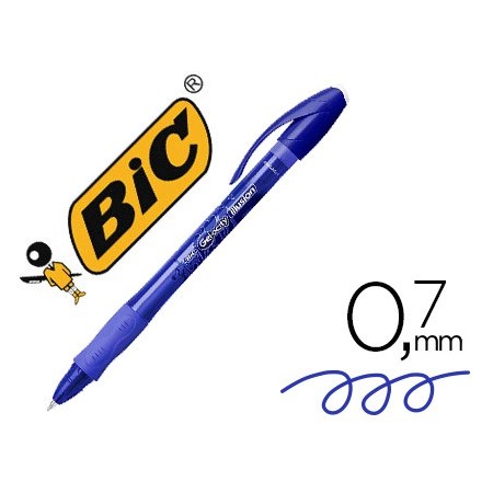 Boligrafo bic gelocity illusion borrable azul punta de 0,7 mm (Pack de 12 uds.)