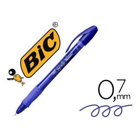 Boligrafo bic gelocity illusion borrable azul punta de 0,7 mm (Pack de 12 uds.)