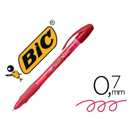 Boligrafo bic gelocity illusion borrable rojo punta de 0,7 mm (Pack de 12 uds.)