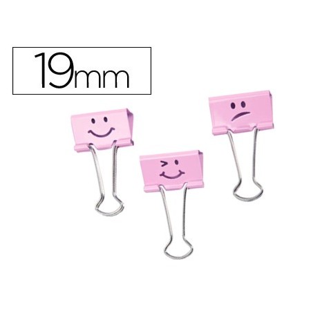 Pinza metalica rapesco reversible 19 mm emojis rosa cajita de 20 unidades