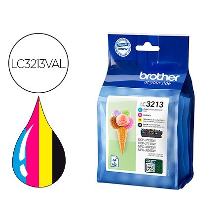Ink-jet brother lc3213 dcp-j572 / dcp-j772 / mfc-j890pack 4 colores negro amarillo cian magenta