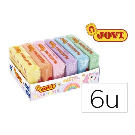 Plastilina jovi 70 surtida tamaño pequeño colores pastel surtidos caja de 6 unidades 50 g