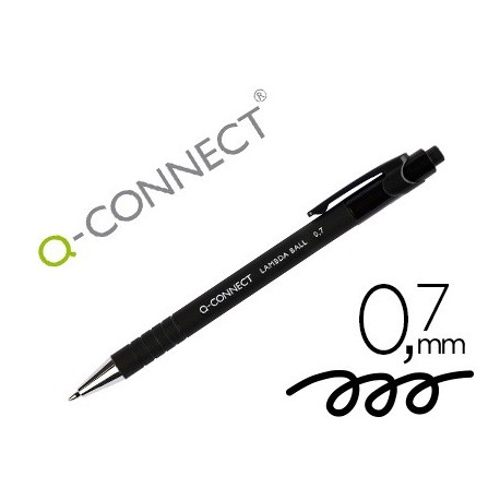 Boligrafo q-connect retractil con grip 0,7 mm color negro (Pack de 12 uds.)