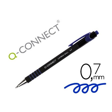 Boligrafo q-connect retractil con grip 0,7 mm color azul (Pack de 12 uds.)