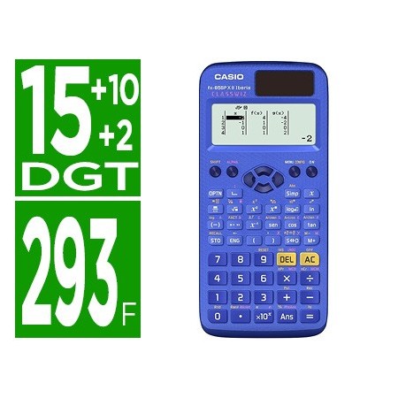 Calculadora casio fx-85spx ii classwiz cientifica 293 funciones 9 memorias 15+10+2 digitos 16 mb flash rom con