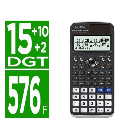 Calculadora casio fx-991spx ii classwizz cientifica 576 funciones 9 memorias 15+10+2 digitos codigo qr con tapa