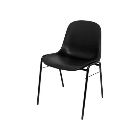 Silla apilable pyc estructura metal asiento y respaldo pvc ergonomica 770x450x420 mm negra