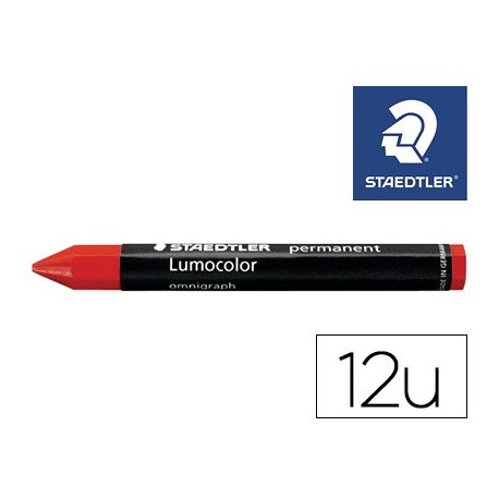 Cera staedtler para marcar rojo lumocolor permanente omnigraph 236 caja de 12 unidades