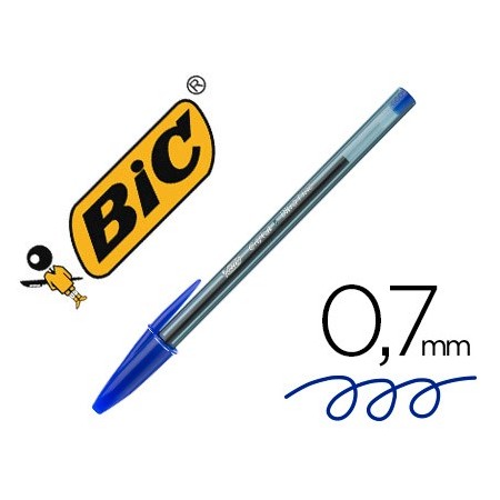 Boligrafo bic cristal ultrafine punta forma aguja 0,7 mm azul (Pack de 20 uds.)