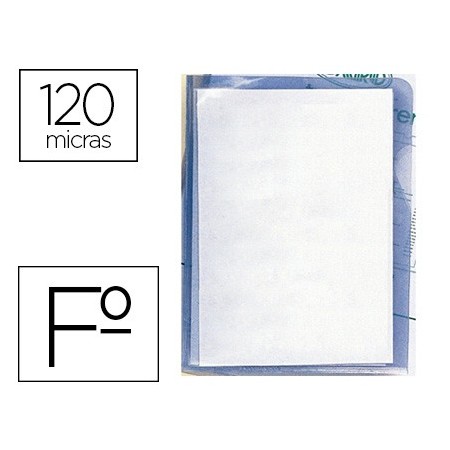 Carpeta dossier uñero plastico q-connect folio 120 micras transparente (Pack de 100 uds.)