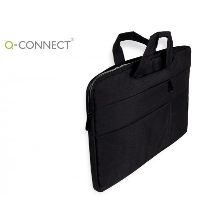 Maletin para portatil q-connect 15,6" con asas retractiles cremallera 3 bolsillos exteriores negro