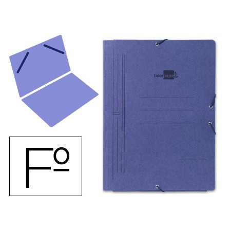 Carpeta liderpapel gomas folio sencilla carton pintado azul (Pack de 10 uds.)