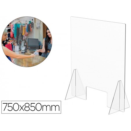 Pantalla de proteccion de mesa para mostrador metacrilato ventana 300 x 150 mm medidas 750 x 850 mm