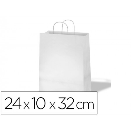 Bolsa de papel basika celulosa blanco asa retorcida tamaño "s" 240x100x320 mm (Pack de 250 uds.)