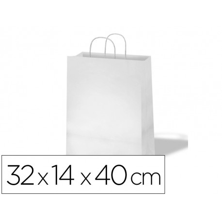 Bolsa de papel basika celulosa blanco asa retorcida tamaño "l" 320x140x400 mm (Pack de 250 uds.)