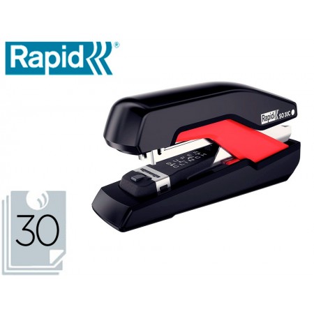 Grapadora rapid so30c plastico negro/rojo capacidad 30 hojas usa grapas omnipress 30