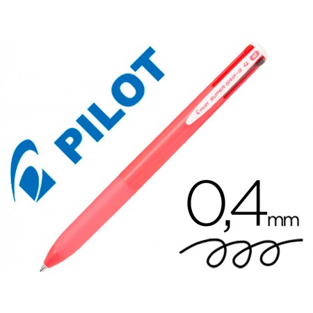 Boligrafo pilot super grip g 4 colores retractil sujecion de caucho tinta base de aceite cuerpo color rosa (Pack de 12 uds.)