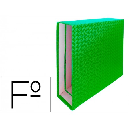 Caja archivador de palanca carton forrado elba folio lomo 85 mm verde