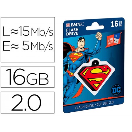 Memoria usb emtec flash 16 gb usb 2.0 collector superman